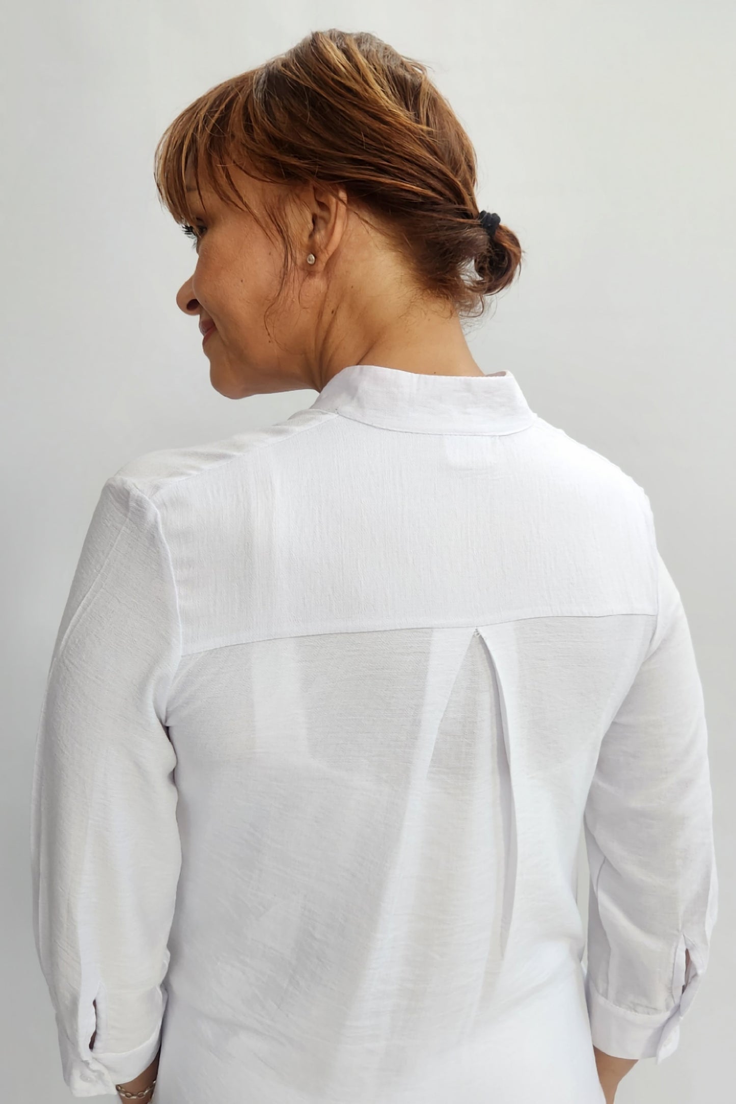 Linen Blend Shirt Dress - White