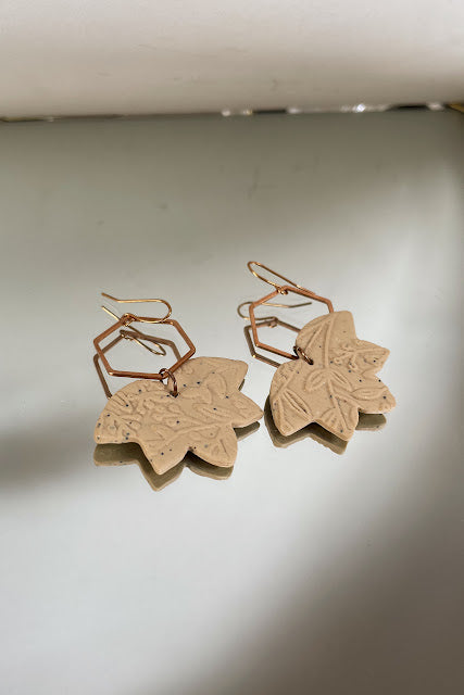 Polymer Clay Earrings - Nude with gold