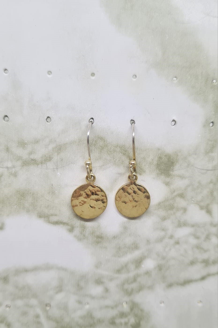 Handmade Brass Yellow Gold plated and Sterling Silver Sunrise earrings.