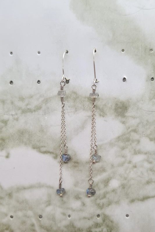 Handmade Sterling Silver earrings with Semi-preciouse beads.
