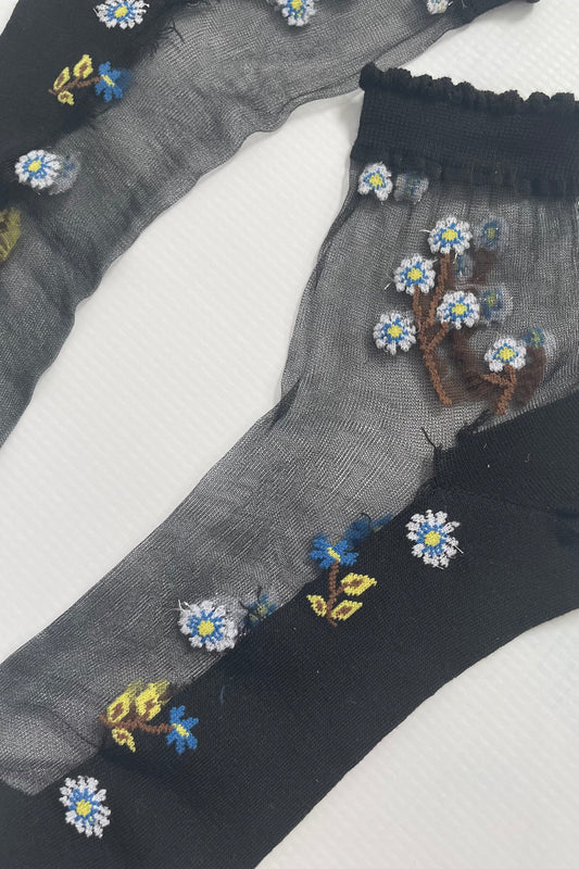 Embroidered Mesh Socks